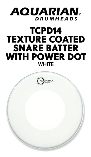 14" Texture Coated Snare Batter with Power Dot- White